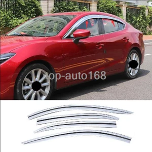 Para Mazda 3 sedán 2014-2018 viseras de ventana plateadas protector solar ventilación deflectores - Imagen 1 de 11