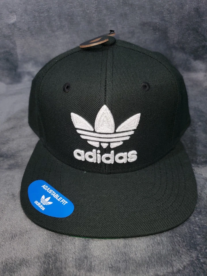 adidas Men's Originals Trefoil Chain Snapback Flatbrim Cap Hat Logo Black S48638