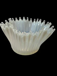 Vtg Fostoria Heirloom White Hand Blown Opalized Glass Handkerchief Bowl 5.5" Dia - Picture 1 of 15