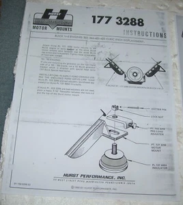 HURST INSTRUCTIONS  TO PUT BUICK   322 364 401 425 MOTORS IN OTHER CARS-177-3288 - Picture 1 of 13