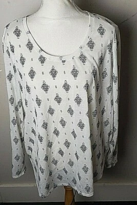 Top túnica manga larga estampado negro marfil descolorido Glory para mujer talla XXL (20) 1-19 Foto 1 de 4