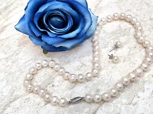 Natural Cultured Pearl - Fine Jewelry Pearl Necklace Pearl Earrings Womens day - Picture 1 of 15