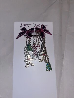 Betsey Johnson Arco Rojo Árbol de Navidad Bastón de Caramelo Pan de Jengibre Cuelga Nuevo con Etiquetas $58 Foto 1 de 4