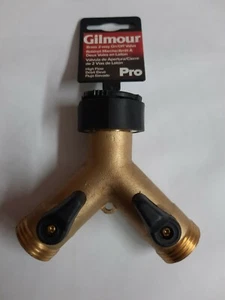 Gilmour Heavy Duty Brass Hose 2-Way Shut-off Valve Male Threaded - Picture 1 of 2