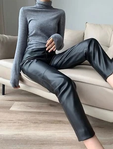 Lederhose, Hose, Damen, Ehtleder, Schwarz, Neu, Gr. S/M - Bild 1 von 12