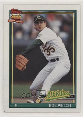 1991 Topps Bob Welch (B* Before Coprgiht; Bold 40th Anniversary Logo on Back) - Image 1 of 2