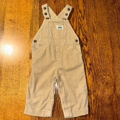 Retro Corduroy Baby Overalls Chaps 9 Months Tan Preppy Gender Neutral Thin Wale - Image 1 of 4