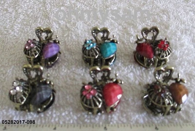 CLOSEOUT 6 NEW BRONZE COLOR VINTAGE STYLE MINI METAL HAIR CLIP FLAT COMB /STONE - Image 1 of 4