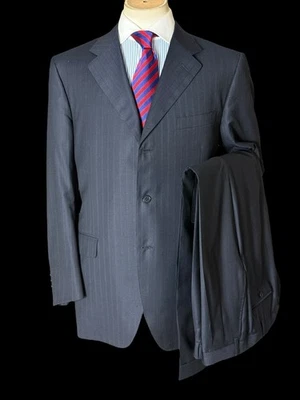Men’s Canali Suit Super 120’s Wool 44L / W38” Navy Blue Pinstripe Travel Work - Image 1 of 4