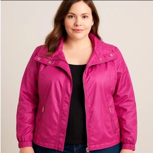 Talbots Hot Pink Nylon Cotton Jacket Raincoat Casual Lightweight Womens Size 22W - Picture 1 of 8