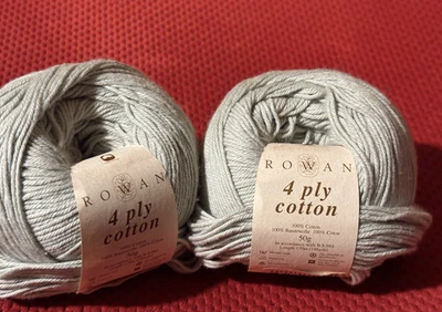 2 balls of ROWAN 4 ply cotton yarn - New -light grey-light blue - Image 1 of 2