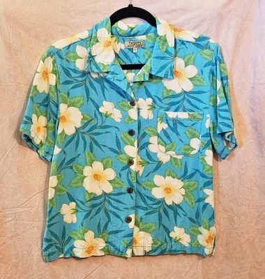 Men's Blue Hawaiian Floral Shirt By Tahiti Reef Club Size Small - Image 1 of 3