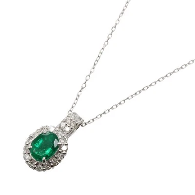 JOYERÍA Collar de Diamantes Esmeralda 18KWG Oro Blanco Verde Usado Mujeres - Imagen 1 de 4