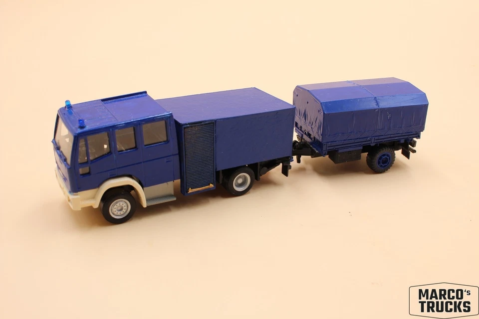 Rietze etc. Remolque Iveco Cargo doble cabina azul como THW construcción personalizada 1:87/U299 Foto 1 de 1