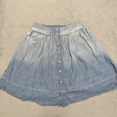 Current Elliot Flirt Skirt 1 Blue Denim Pearl Snap Mini Cutoff Fade A Line - Image 1 of 4