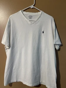 Polo Ralph Lauren T-Shirt Herren Gr. XL weiß vorne Logo V-Ausschnitt 100% Baumwolle - Bild 1 von 6
