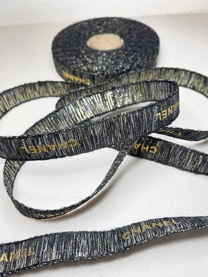 3 Yards Chanel LE Black-Gold Holiday Gift Wrap Ribbon | 100% NEW & AUTHENTIC - Image 1 of 3