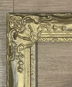 ANTIQUE FIT 13” x 17”CARVED GOLD GILT ART NOUVEAU ARTS AND CRAFTS PICTURE FRAME - Picture 1 of 8