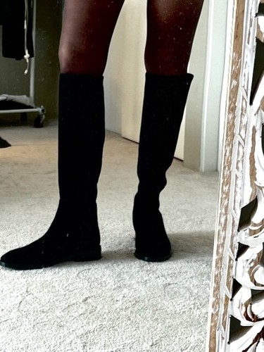 Stivali da donna neri Stuart Weitzman Greer City pelle scamosciata taglia 9