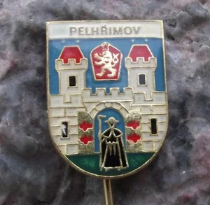 Antique Pelhrimov Czech City Heraldic Crest Coat of Arms Tourist Pin Badge - Picture 1 of 4