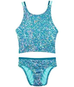 Nike L45217 Kids Green Pixel Party Spiderback Bikini Set Size XS - Picture 1 of 1