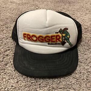 VTG Frogger Arkadowa gra wideo Sega Trucker Hat Cap Czarny Biały 1981 SnapBack
