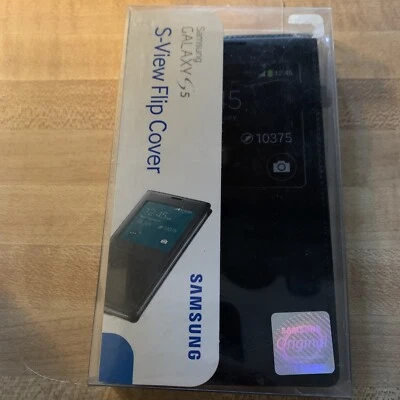 Original Samsung Galaxy S5 S-View Flip Cover - Black - Image 1 of 4