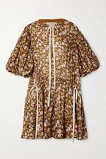 Lee Mathews Ariel Tie Detail Silk Linen Floral Dress Size 4