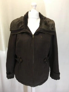Women's brown, exquisite faux suede warm coat. Full lining. UK 18/20. M&Co. - Picture 1 of 12