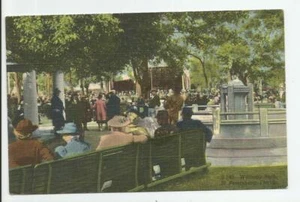 Postal Williams Park San Petersburgo Florida Vintage Sin Usar FL Multitud Gente - Imagen 1 de 2
