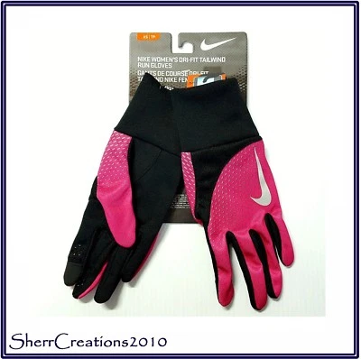 NUEVO CON ETIQUETAS Guantes para correr Nike Dri-Fit Tailwind rosa/negro talla XS Foto 1 de 2