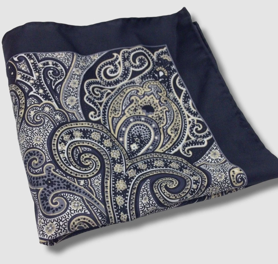 $38 Countess Mara Men's Black Paisley Print Pocket Square - Image 1 of 1