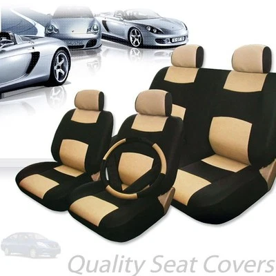  JUEGO FUNDAS ASIENTO COCHE CAMIÓN SUV PREMIUM CUERO SINTÉTICO NEGRO TOSTADO PARA NISSAN Foto 1 de 4