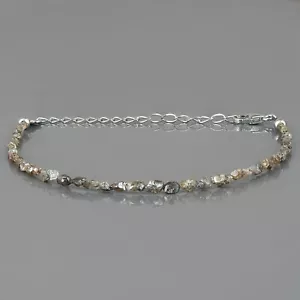 Natürlich Hellbraun Diamant Nuggets Perlen Sterlingsilber Raw Grobem Armband - Bild 1 von 5