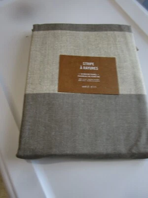 1 West Elm Cotton canvas bold stripe Curtain drape panel 48 84 plaster New - Image 1 of 2