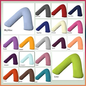 V Shaped Pillowcases Plain Dyed Polycotton Covers Back Neck Body Support 74x34cm - Picture 1 of 75