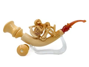 S. Yanik Meerschaum Pipe – Hand-Carved Grim Reaper Collector's Piece with Case - Picture 1 of 9