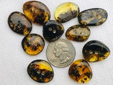 Amber Baltic Designer buttons Natural nuggets  Lot 10 pieces  023