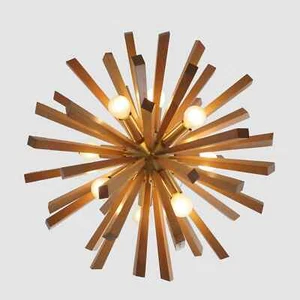 Italian Sputnik Chandelier Contemporary Wooden Brass Ceiling Light Fixture by LD - Picture 1 of 7