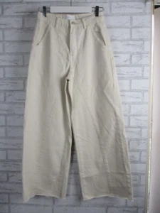 Aere womens casual wide leg jeans / pants high waist cream/ off white raw hem 24 - Picture 1 of 11