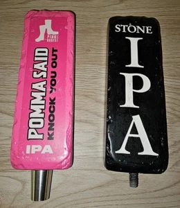 STONE BREWING POMMA SAID KNOCK YOU OUT & IPA BEER TAP HANDLES RARE PINK BOOTS - Picture 1 of 8