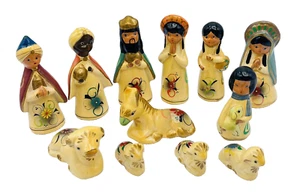 Presepe vintage messicano ceramica Tonala arte popolare set 12 pezzi 4" **LEGGI** - Foto 1 di 11
