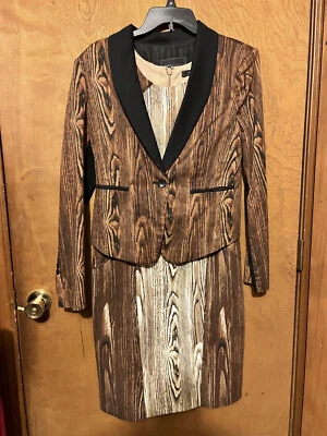 BCBGMaxazria Brown and Black Dress and Jacket Size 12, 2 Pc - Image 1 of 4