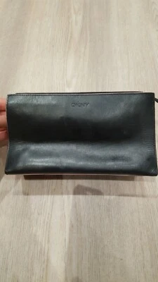 Dkny черный кожаный косметическая сумка сумочка - Изображение 1 из 4