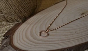 Collana Sfere Ciondolo Cuore Amore Argento 925 Rosato Rosé Zirconi Regalo Donna - Foto 1 di 3