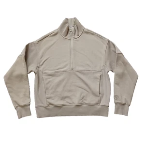 Vuori Sedona Half Zip Womens XS Olive Green Rib Pullover Sweater Logo Pockets - Picture 1 of 13