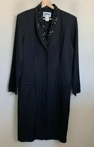 Dani Max Lois Snyder Vintage 80s Dress Black A-Line Sequin Collar Buttons Sz 14 - Picture 1 of 7
