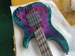 4 Strings Blue Purple Electric Bass Guitar Fanned Frets Rosewood Fretboard - Picture 1 of 8