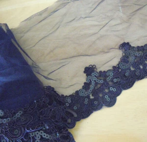 4 Yards 7"-10" Wide Mesh Tulle Lace/Embroidered Flower Brown Blue, Lilac zheh4 - Picture 1 of 8