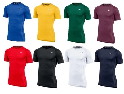 Nike Men's Young Adult Pro Short Sleeve Fitted Shirt Football Basketball Gym - Image 1 of 4